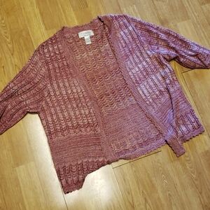 CJ Banks Open front red/white cardigan X